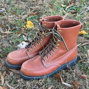 Walker Brand Brown Leather Moc toe Boots